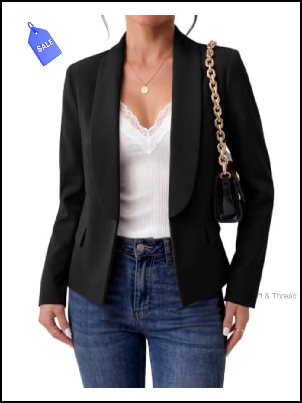 Shawl Collar Open Front Blazer Long Sleeve Lined Suit Jacket Business Casual